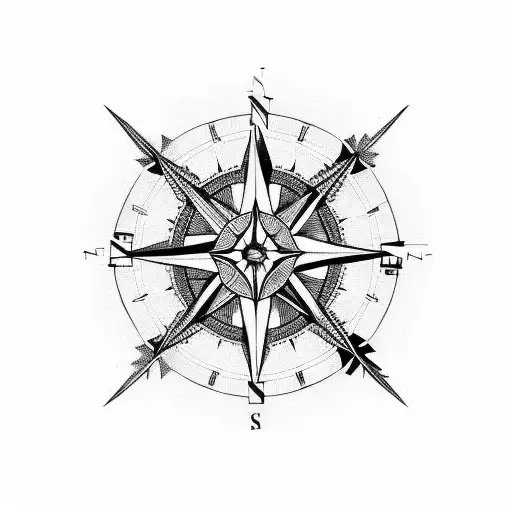 puma and compass tattoo design idea