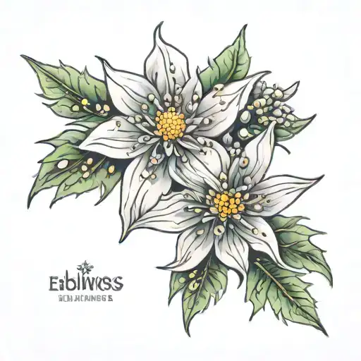 detailed edelweiss flower tattoo design idea