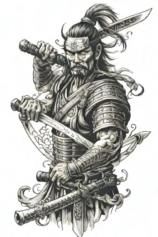 Japanese samurai sword tattoo design idea