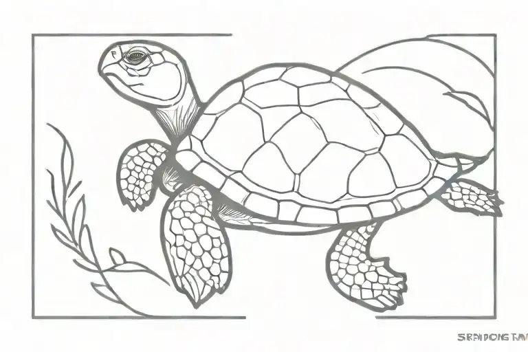 write "no stress", with "o" became a minimal turtle  tattoo design idea