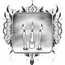 broken mirror with candles  tattoo design idea