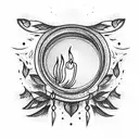 broken mirror with candles  tattoo design idea