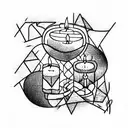 broken mirror with candles  tattoo design idea