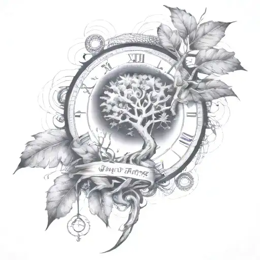 stem cell transplant with blood, dna, a tree with connecting branches and with date 13-12-23 tattoo design idea