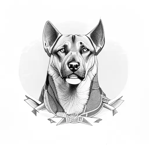 mythical alsatian cross Rhodesian Ridgeback tattoo design idea