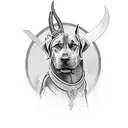 mythical alsatian cross Rhodesian Ridgeback with armour  tattoo design idea