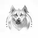 mythical alsatian cross Rhodesian Ridgeback with armour  tattoo design idea