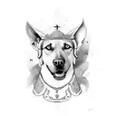 mythical alsatian cross Rhodesian Ridgeback with armour  tattoo design idea