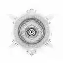 alex grey inspired fractal sleeve of eyes tattoo design idea