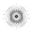 alex grey inspired fractal sleeve of eyes tattoo design idea