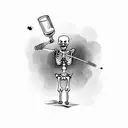 skeleton throwing a Molotov cocktail smoking a cigarette  tattoo design idea