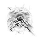 creation of Adam on left inside full arm tattoo design idea