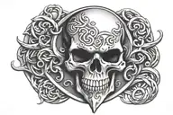 skull Celtic shield tattoo design idea