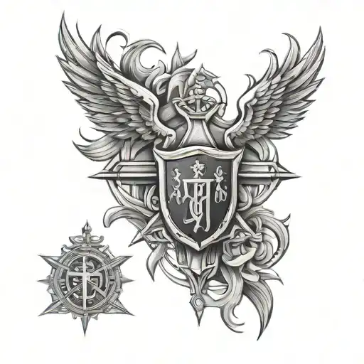 Cruz de Cristo com brasão Portugal com Benfica e família  tattoo design idea