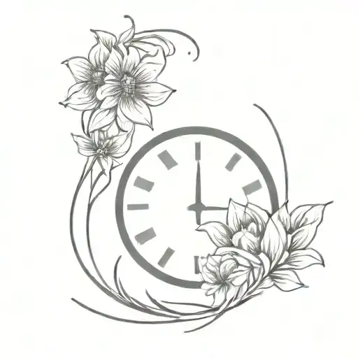 bohemian moon, flowers, rolex logo incorporated tattoo design idea