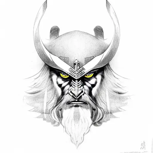 odin with a on the on head crow tattoo design idea