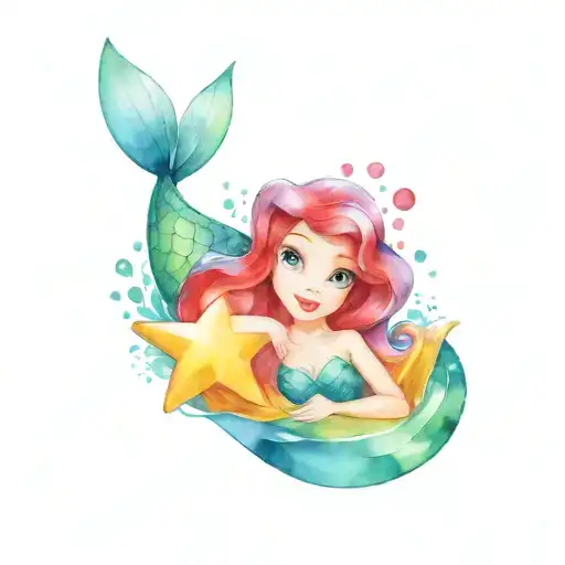 the little mermaid and toy story  tattoo design idea