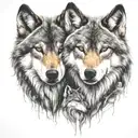 two wolves   tattoo design idea