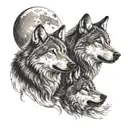Two wolves howling tattoo design idea