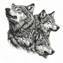Two wolves howling tattoo design idea