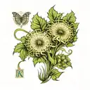 dandelions in postage stamp in Alphonse Mucha style  tattoo design idea