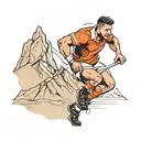 A rugby player tackling a mountain in a hiking-themed design tattoo design idea