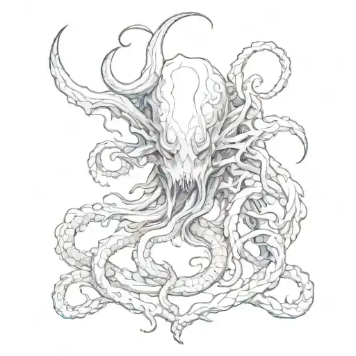 lovecraftian creature that will cover the shoulder area tattoo design idea