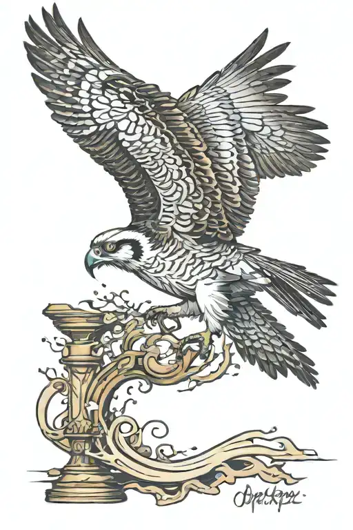 osprey diving tattoo design idea