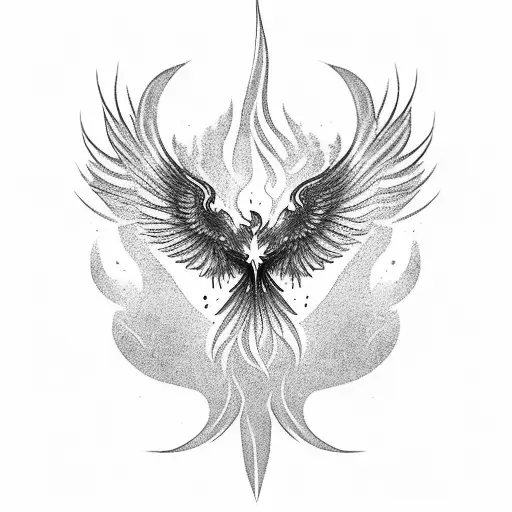 phoenix tattoo minimal a phoenix rising from ashes kind of narrow lines with ashes beneath it with its phoenix like head tattoo design idea