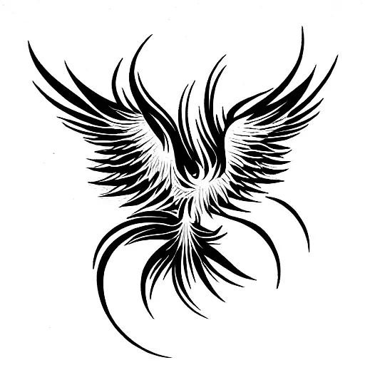 phoenix tattoo minimal a phoenix rising from ashes kind of narrow lines with ashes beneath it with its phoenix like head tattoo design idea