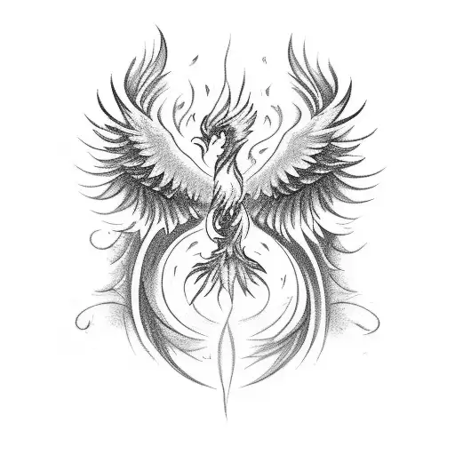 phoenix tattoo minimal a phoenix rising from ashes kind of narrow lines with ashes beneath it with its phoenix like head tattoo design idea