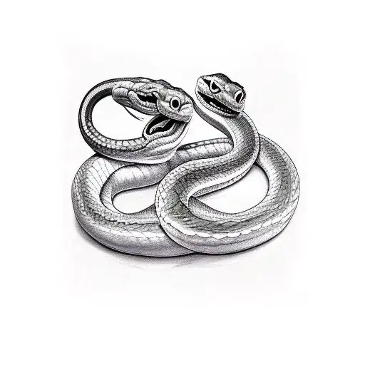 two snakes eating eachothers tails tattoo design idea