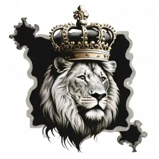 Lion in a crown tattoo design idea