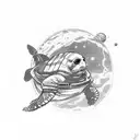 Astronaut turtle floating in space tattoo design idea