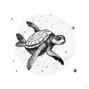 Astronaut turtle floating in space tattoo design idea