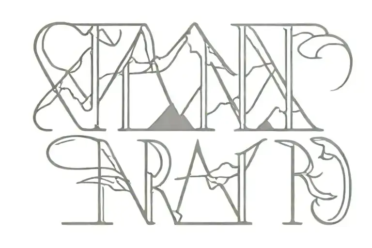 ambigram with the word CARA with a mountain background  tattoo design idea