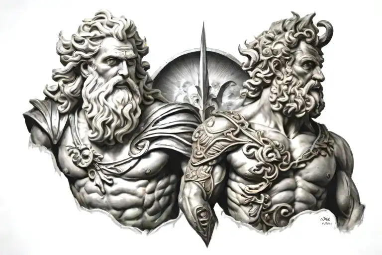 zeus y poseidon tattoo design idea