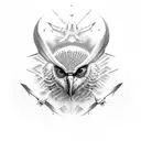 scary vulture  tattoo design idea