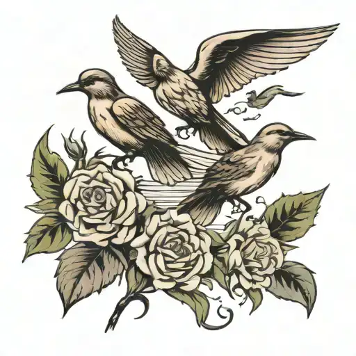 The date 26.06.1953 with birds flying out of the 3.  tattoo design idea