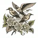The date 26.06.1953 with birds flying out of the 3.  tattoo design idea