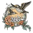 The date 26.06.1953 with birds flying out of the 3.  tattoo design idea