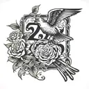The date 26.06.1953 with birds flying out of the 3.  tattoo design idea