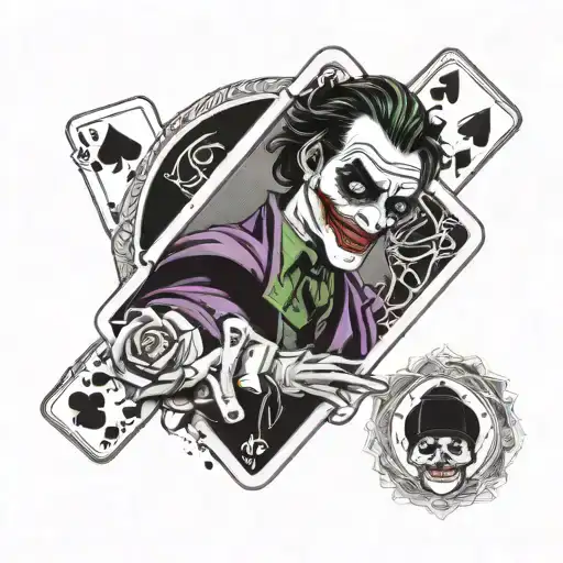 joker card in hand with memorial for dad memorial tattoo design idea