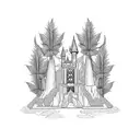 A magical Hogwarts castle surrounded by cannabis leaves tattoo design idea