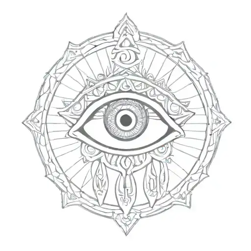 hamsa hand with evil eye inside with earth on pupil tattoo design idea