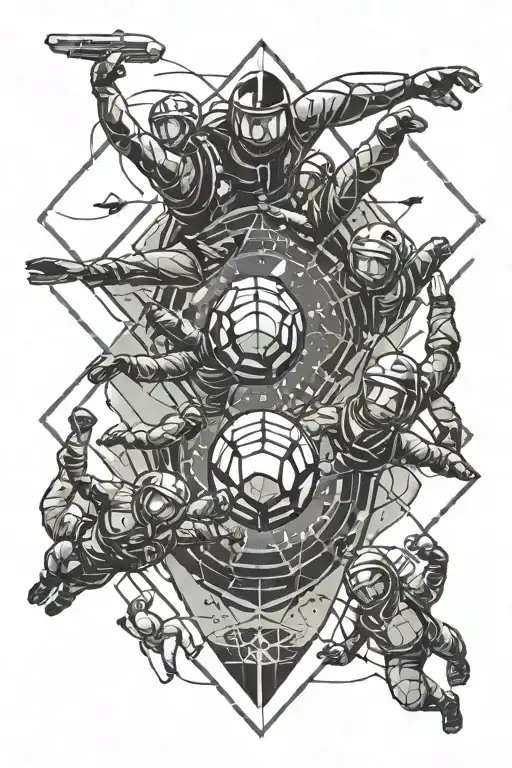  Space ocean skydiving family tattoo design idea