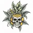 pineapple skull tattoo design idea