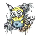 minion with a panda  tattoo design idea