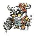 minion with a panda  tattoo design idea