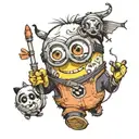 minion with a panda  tattoo design idea